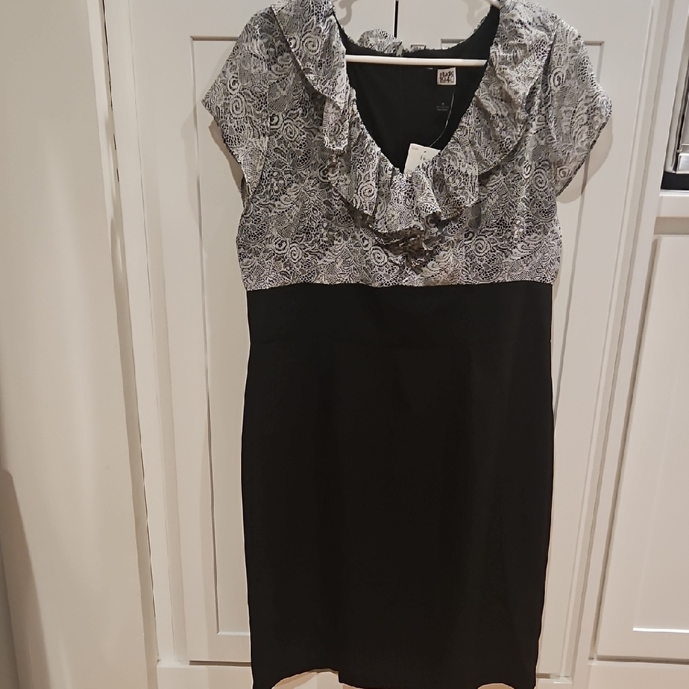Elegant Black and White Lace Dress